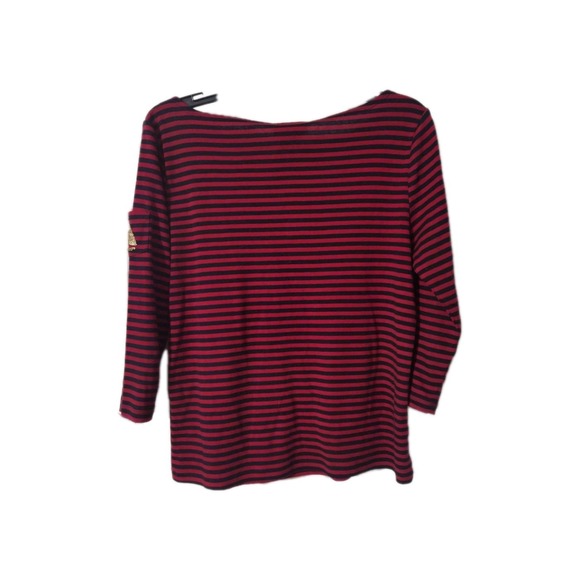 Talbots Sailor Red Navy Striped Top Size M Vintage Cotton - Picture 4 of 4